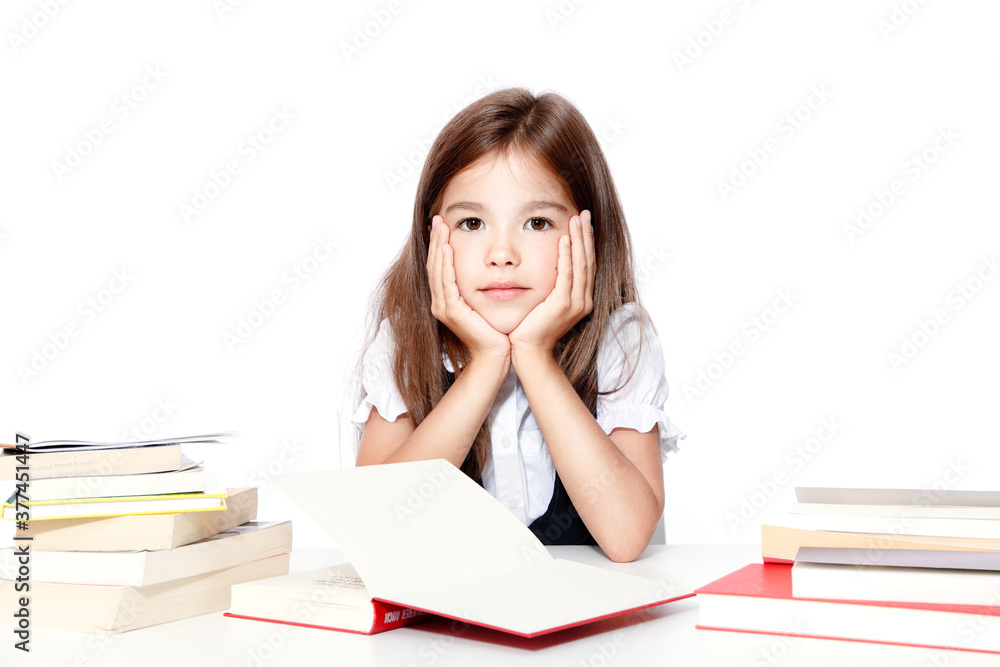 Portrait of modern, happy and cute teen school girl.
