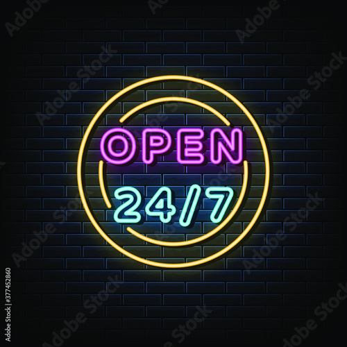 24 Hours a day service neon sign