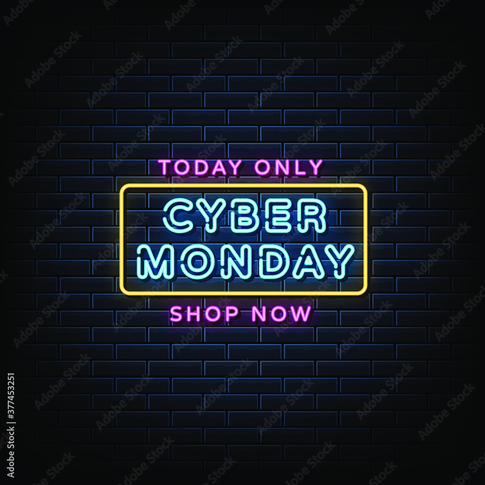 Cyber monday sale neon sign banner design Cyber monday sale neon sign banner design