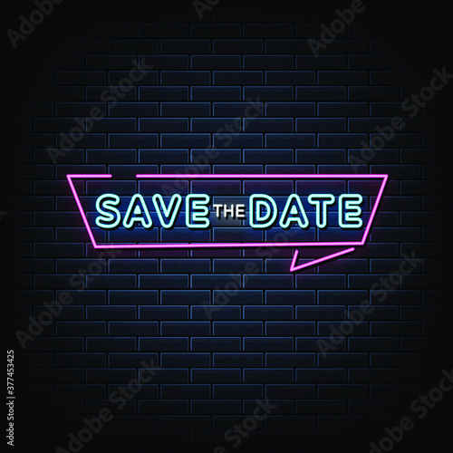 Save the date neon sign banner design