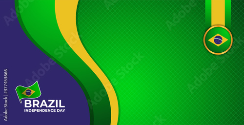 Realistic brazil independence day banner with the theme of the brazil flag wave shape