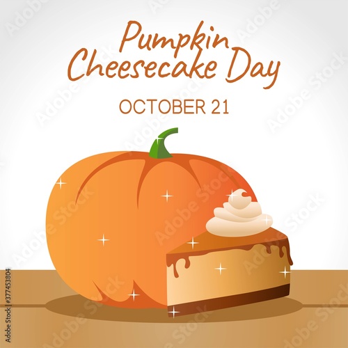 National Pumpkin Cheesecake  Day Vector Illustration