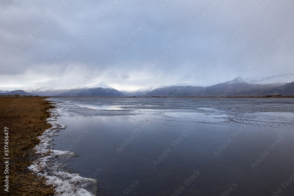 Dark and cloudy day in Iceland