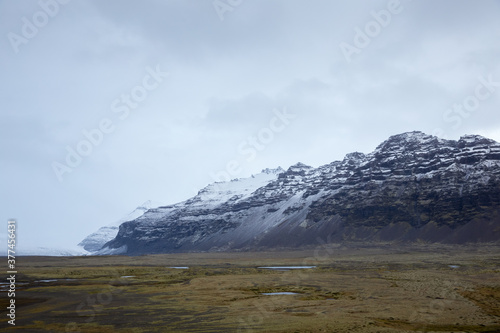 Clouds over the rugged mountains of iceland