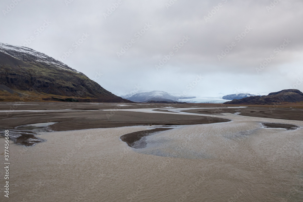meltwater runoff in the mountains of Iceland meltwater runoff in the mountains of Iceland
