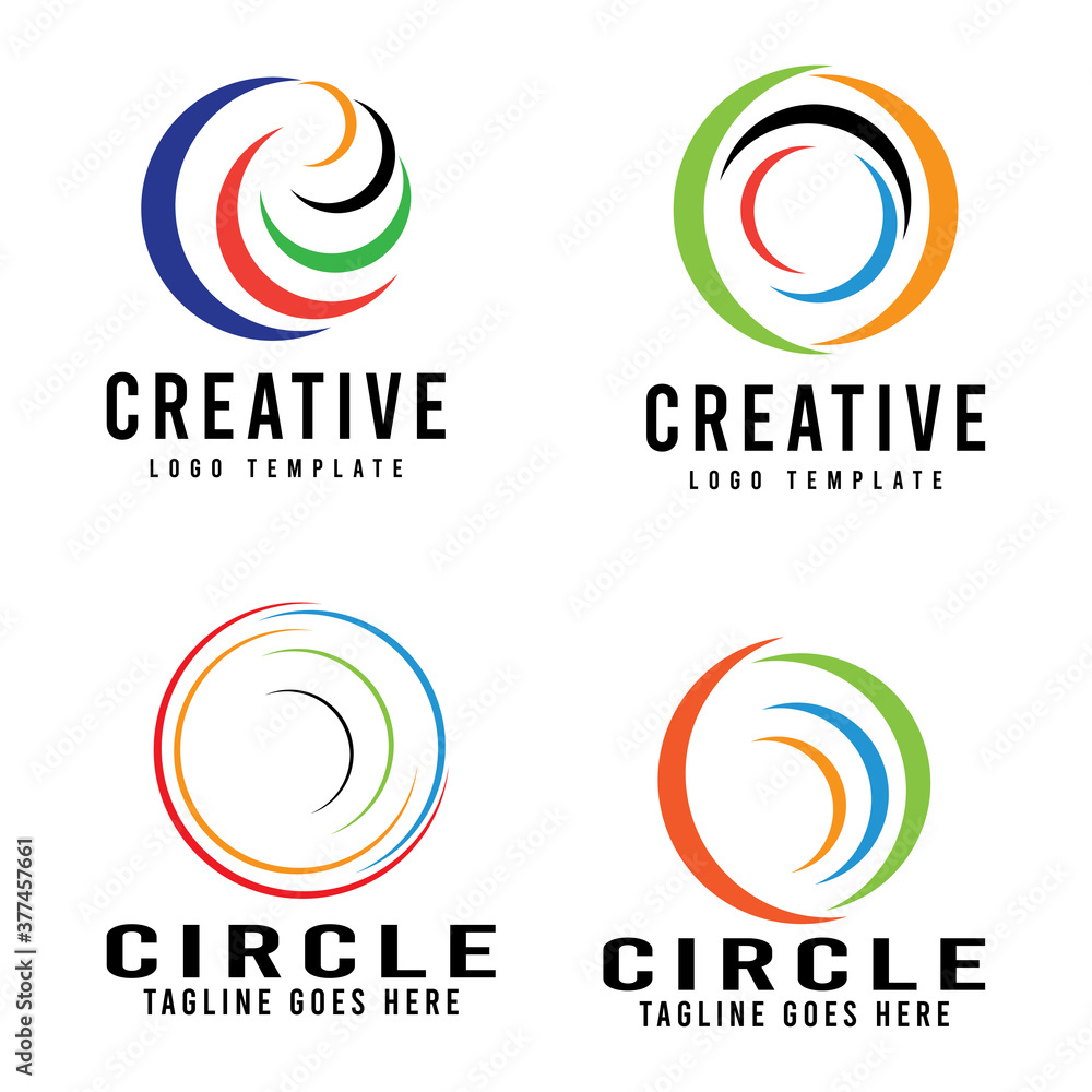 PrintCreative circle colorful logo symbol web geometric icon. Decorative modern design art emblem banner.