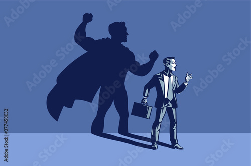Businessman Standing with His Shadow at the Back. Concept Illustration of Businessman Hidden Power and Ability