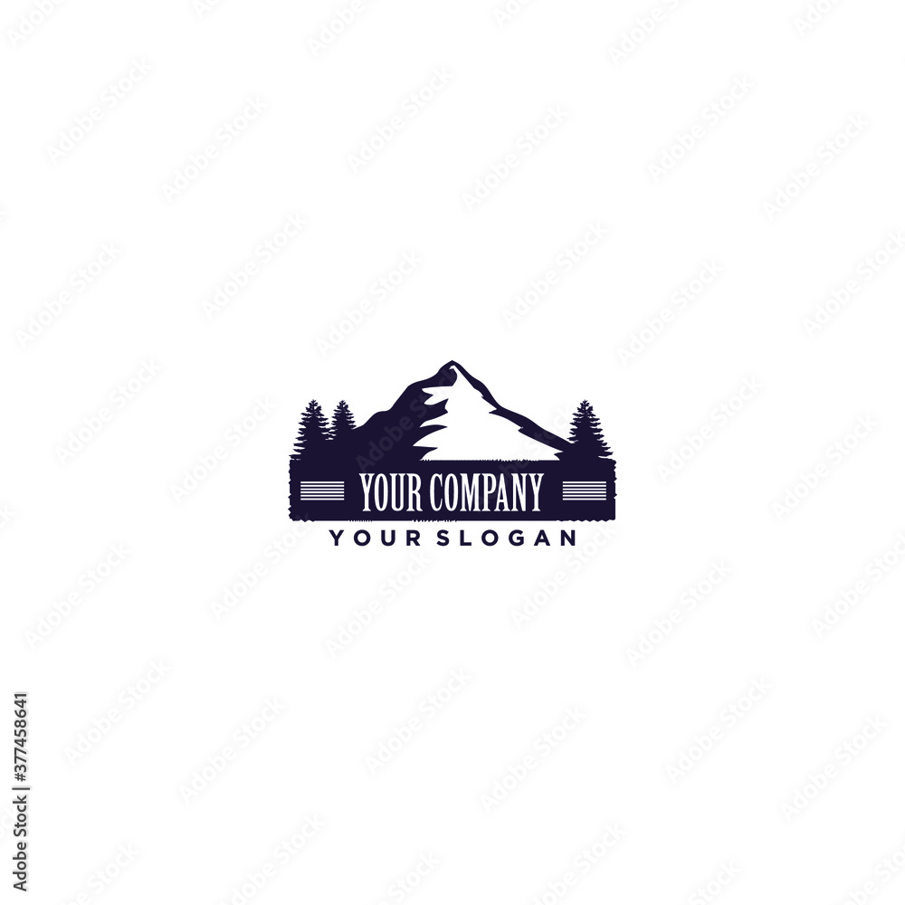 vector illustration of mountains and cypress trees. suitable for corporate classics vector illustration of mountains and cypress trees. suitable for corporate classics