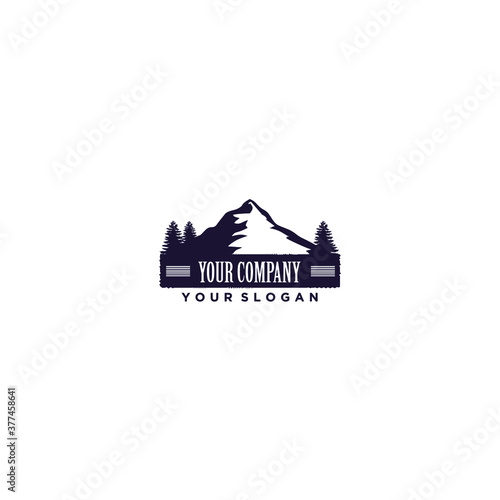 vector illustration of mountains and cypress trees. suitable for corporate classics
