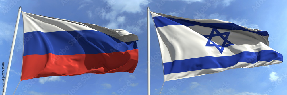 National flags of Russia and Israel, 3d rendering National flags of Russia and Israel, 3d rendering