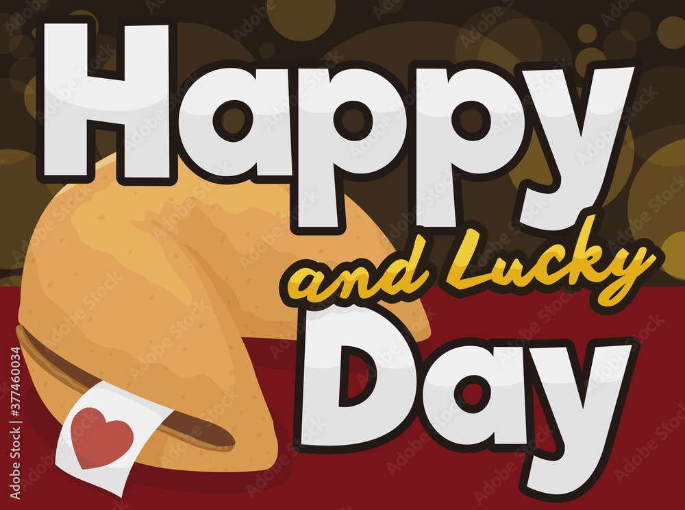 Vetor de Fortune Cookie with Love Omen and Greetings, Vector