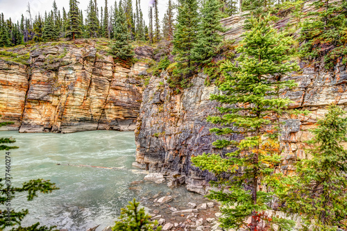Athabasca Falls in the Canadian Rocky Mountains