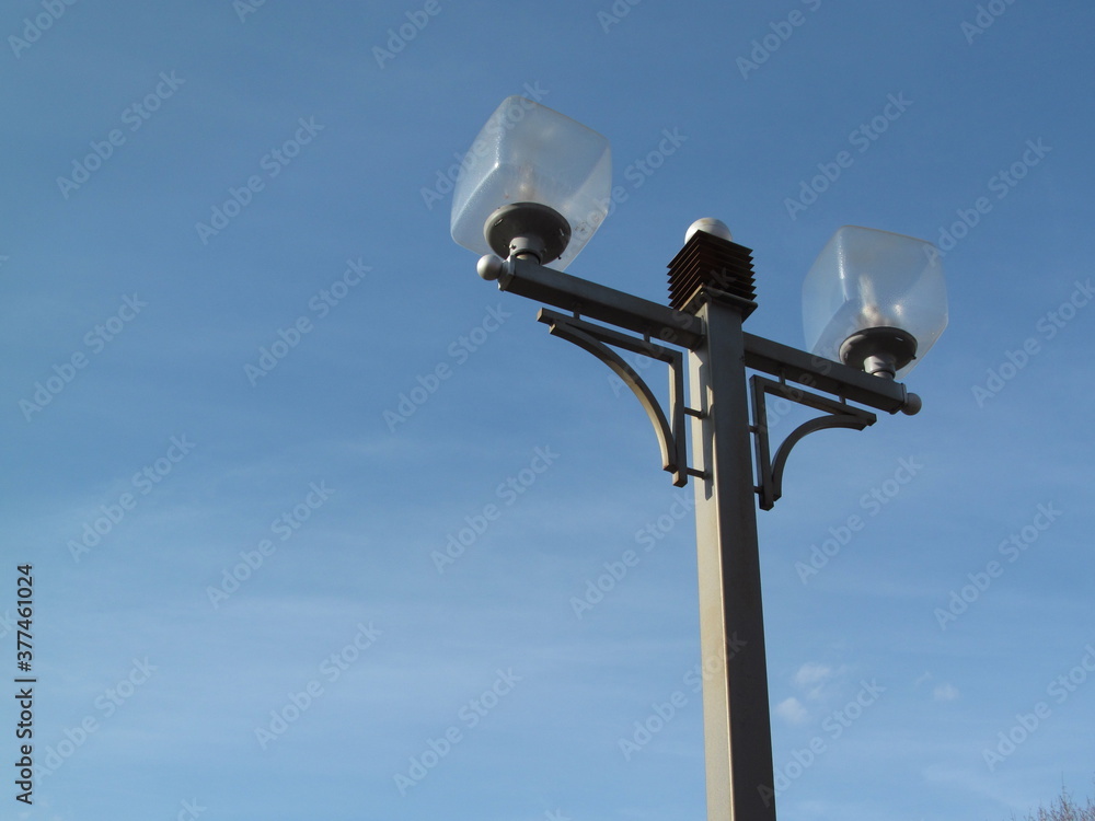Lantern with square plafonds on the blue sky