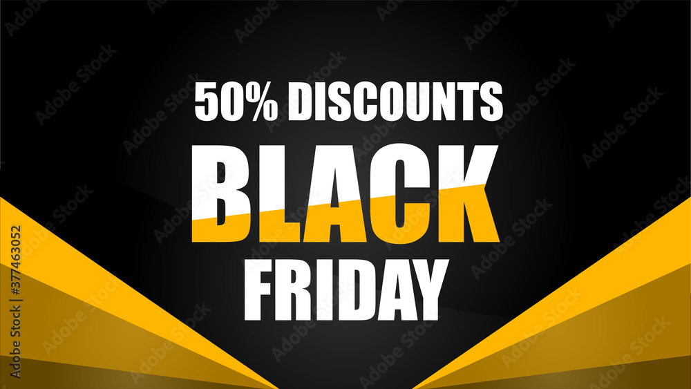 Fototapeta Black Friday promotion campaign. Black background stand out with yellow white