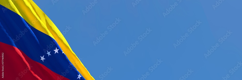 Naklejka premium 3D rendering of the national flag of Venezuela waving in the wind
