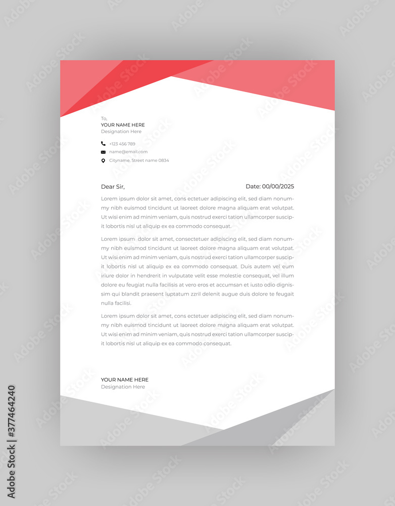 Professional And Modern Business Style, Flat Letterhead Design Template Vector