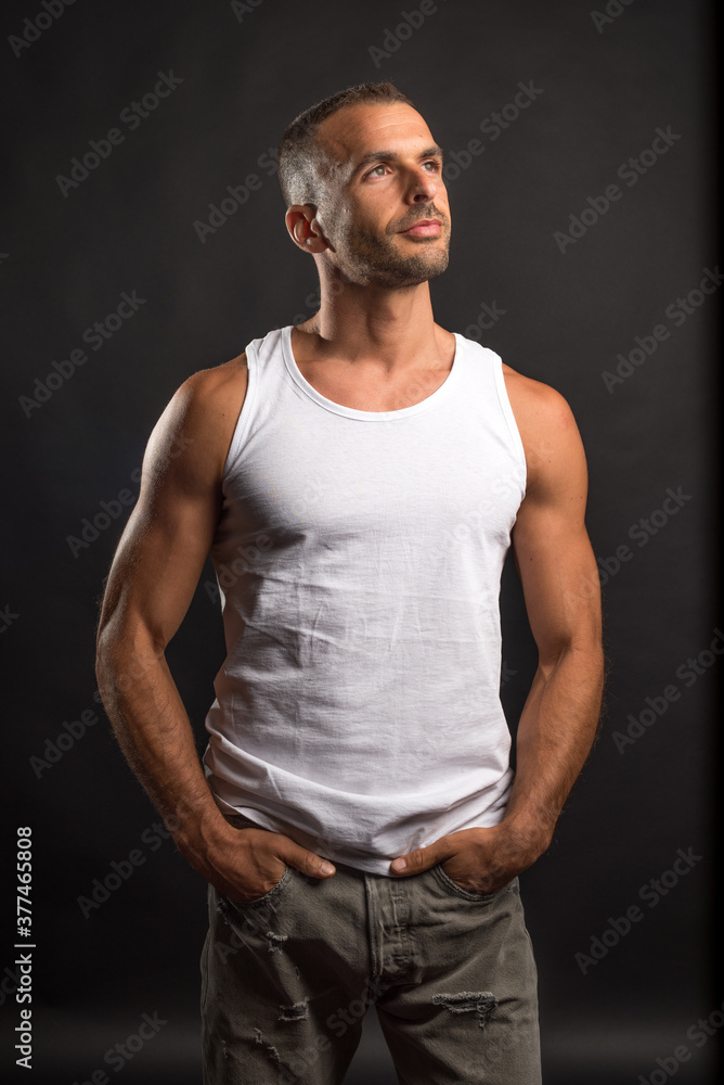 Fototapeta premium Athletic man in casual clothes.