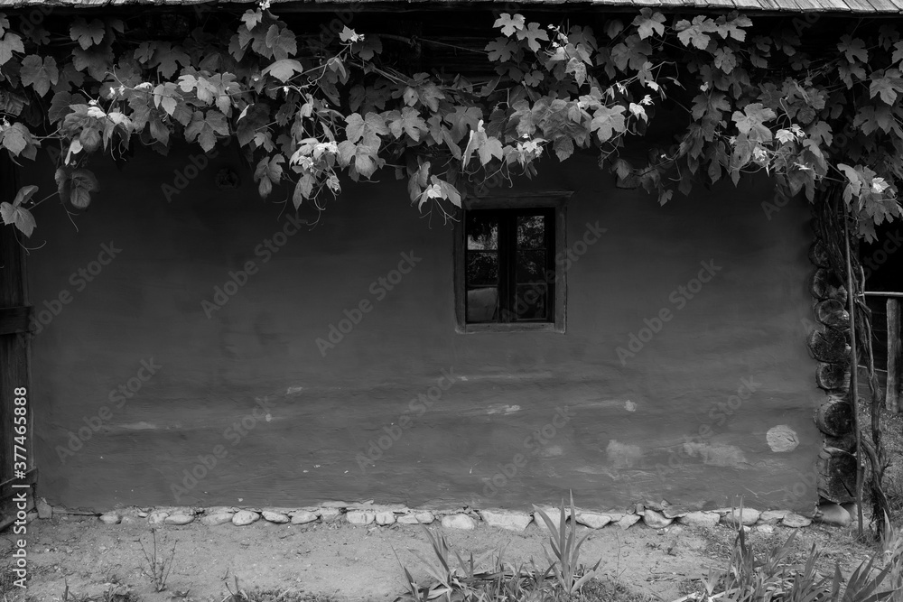 peasant house with thatched roof and tile built of clay and brick peasant house with thatched roof and tile built of clay and brick