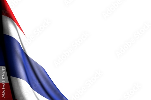 Foto nice isolated illustration of Thailand flag hangs in corner - mockup on white with space for your content - any feast flag 3d illustration