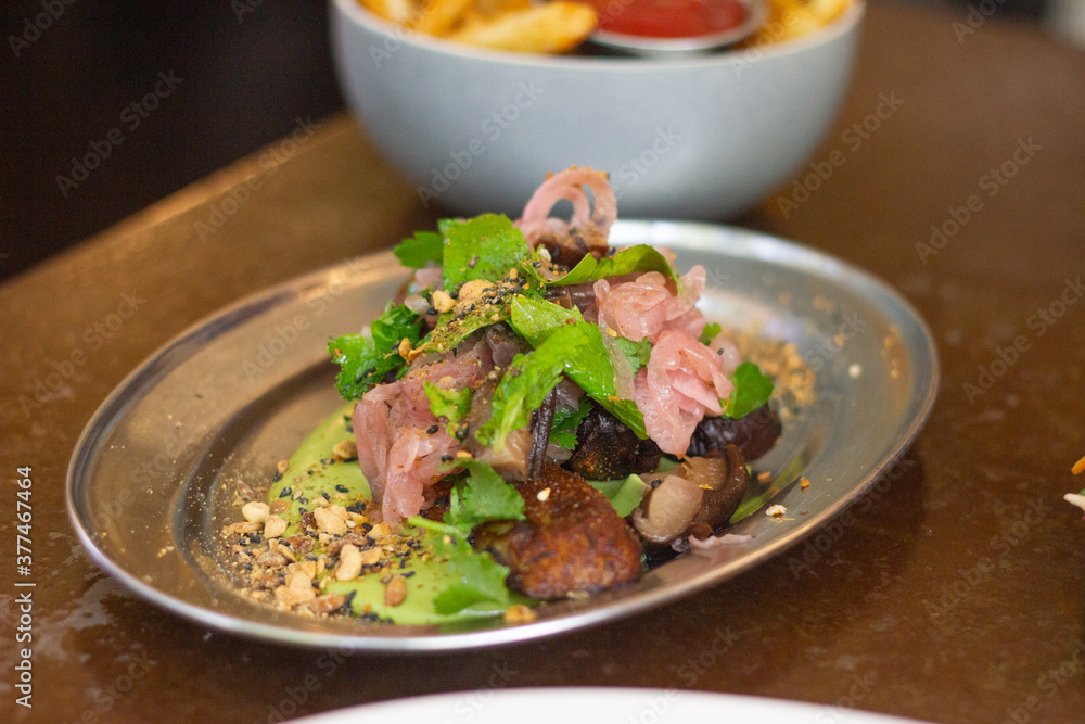 Roasted eggplant with green sauce Roasted eggplant with green sauce