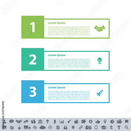 Infographic design business concept vector illustration with 3 steps or options or processes represent work flow or diagram or web button banner