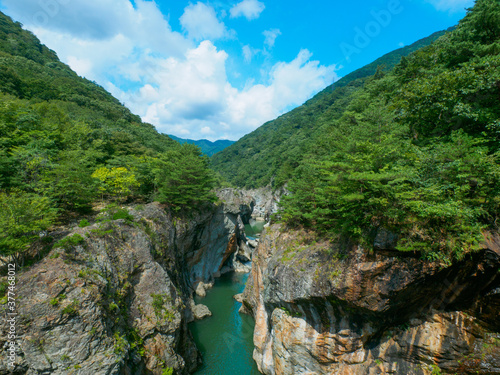 River flowing through the canyon (Tochigi, Japan) photo