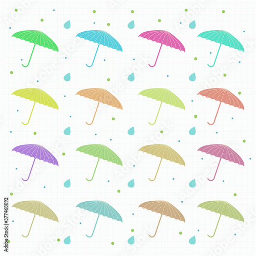 Illustration Of Colorful Umbrellas Pattern.