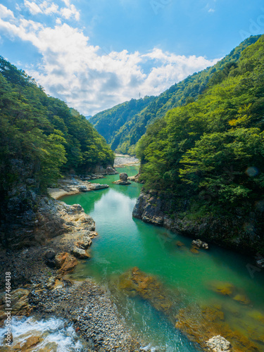 River flowing through the canyon  Tochigi  Japan 