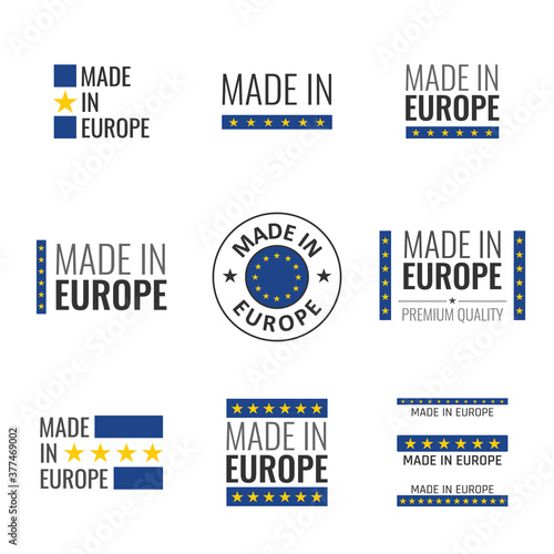 made in Europe labels set, European Union product emblem