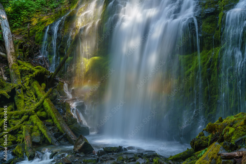 Proxy's Surprise Redux - Proxy Falls and Rainbow in the Three Sisters Wilderness in the Oregon Cascades. Proxy's Surprise Redux - Proxy Falls and Rainbow in the Three Sisters Wilderness in the Oregon Cascades.