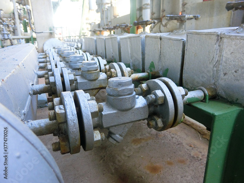 Beautifully arranged steam traps and blurred backgrounds.