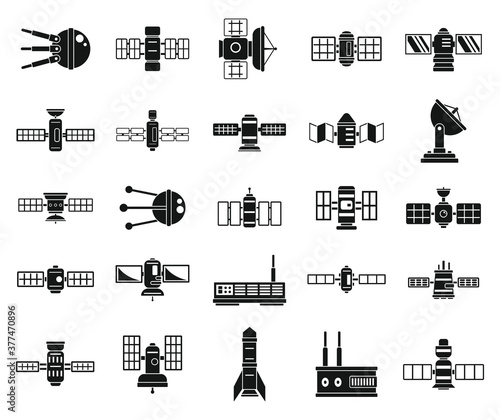 Space satellite icons set. Simple set of space satellite vector icons for web design on white background