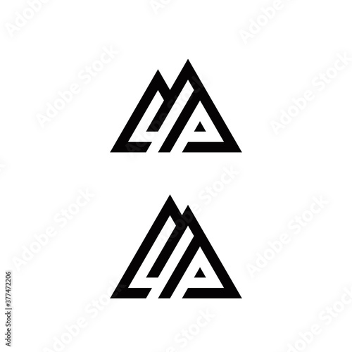 4 p 4p initial mountain logo design vector symbol graphic idea creative
