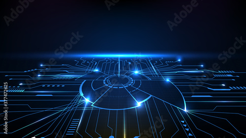 abstract background of futuristic main core processor chips with circuit line