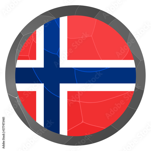 Glass light ball with flag of Norway. Round sphere, template icon. Norwegian national symbol. Glossy realistic ball, 3D abstract vector illustration highlighted on a white background. Big bubble.