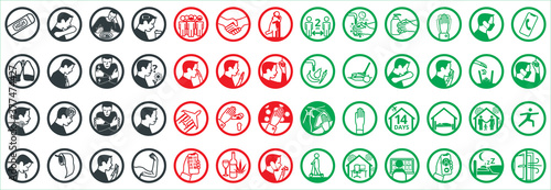 Coronavirus disease COVID-19 symptoms and basic protective measures against it. healthcare and medicine infographic icon set