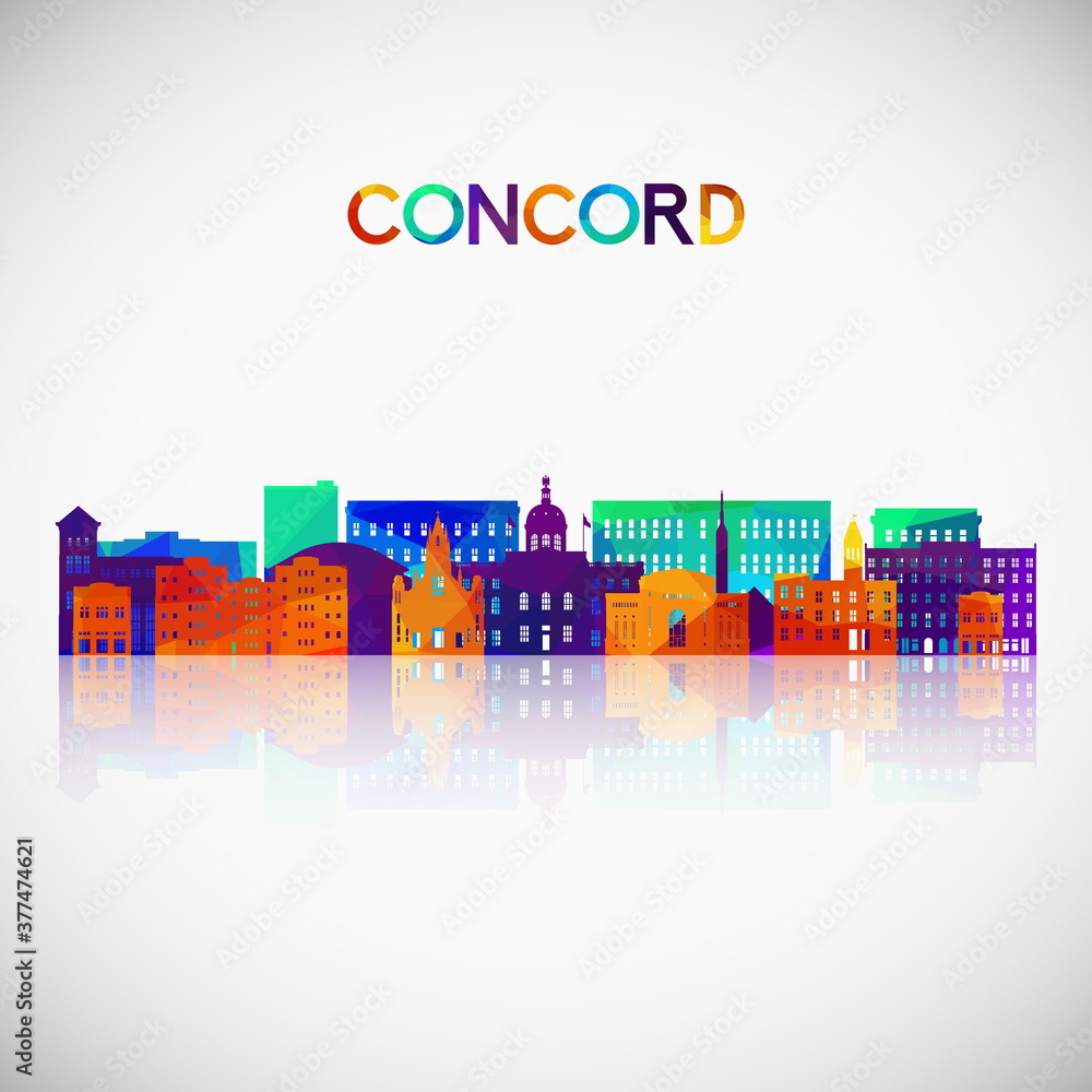 Concord, New Hampshire skyline silhouette in colorful geometric style. Symbol for your design. Vector illustration.