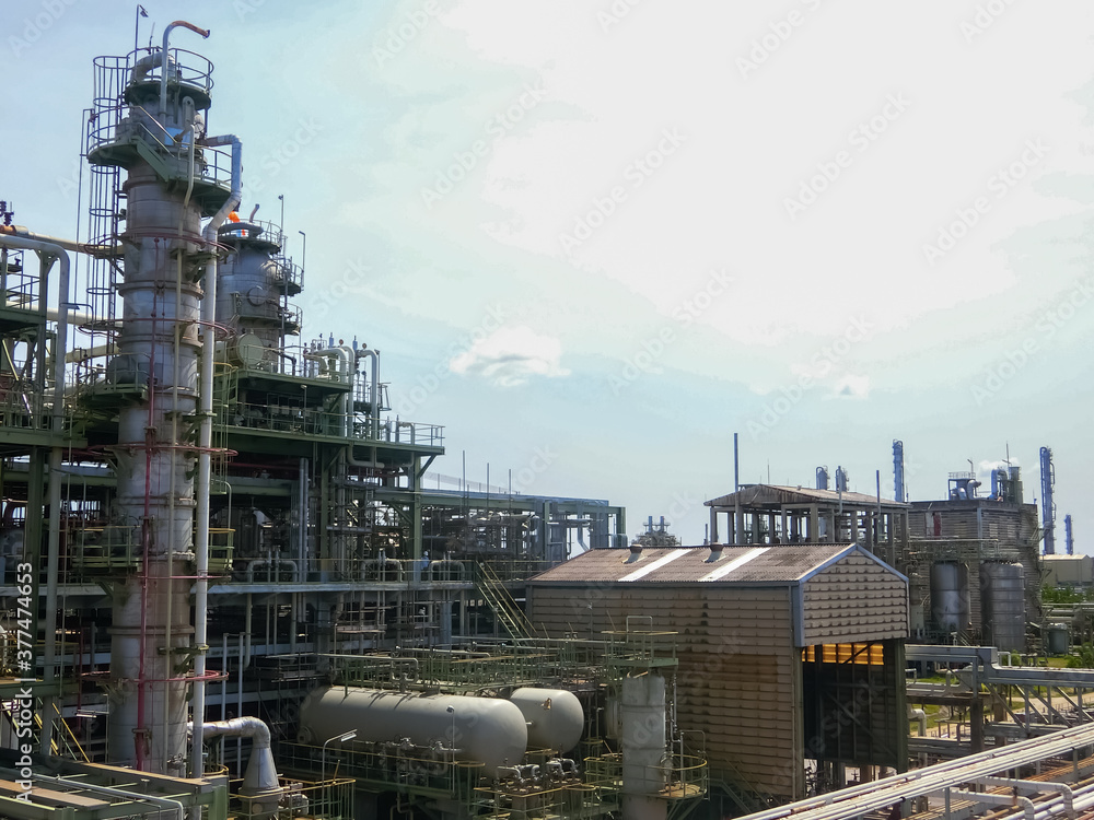 plant petrochemical In the daytime with copy space on top. plant petrochemical In the daytime with copy space on top.