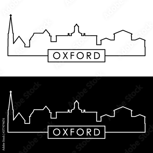 Oxford, Mississippi skyline. Linear style. Editable vector file.