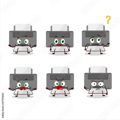 Cartoon character of printer with what expression