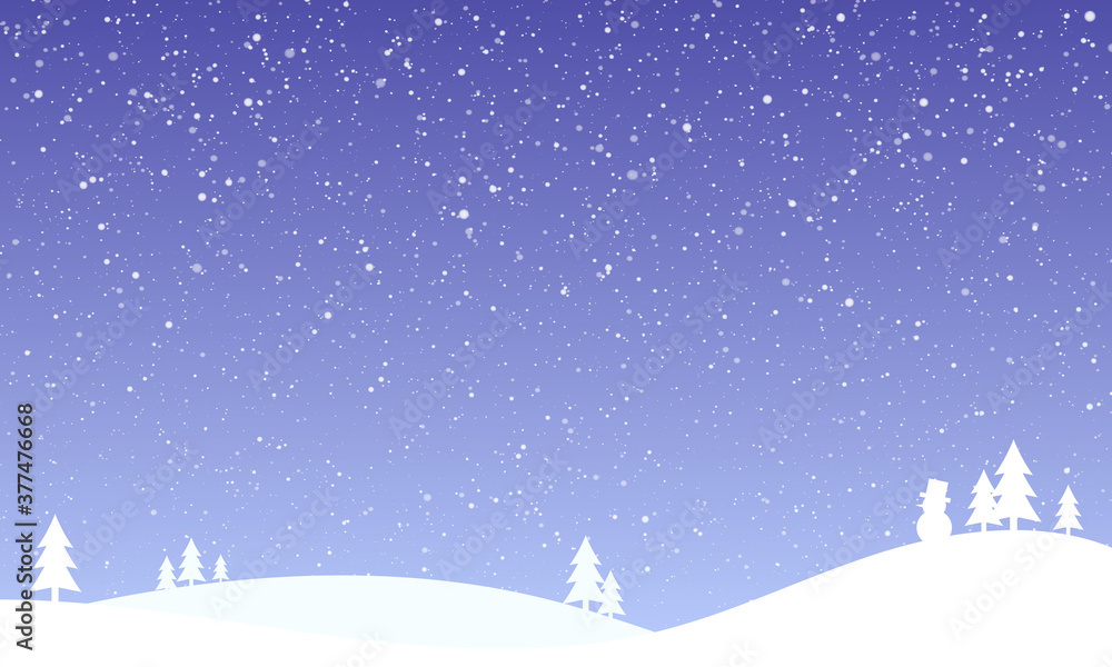 Background of a winter landscape with snowfall and fir-tree. Beautiful  Christmas wallpaper for banner or invitation card design. Vector graphic  design illustration for any winter-related event. Stock Vector | Adobe Stock