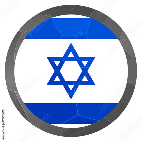 Glass light ball with flag of Israel. Round sphere, template icon. Israeli national symbol. Glossy realistic ball. 3D abstract vector illustration highlighted on a white background. Big bubble.