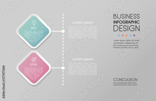 Business infographic layout with 2 steps. Timeline. Vector