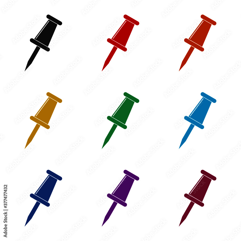 Simple push pin icon logo, color set Simple push pin icon logo, color set
