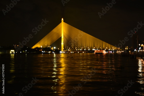 bridge at night Rama 8 Bangkok 