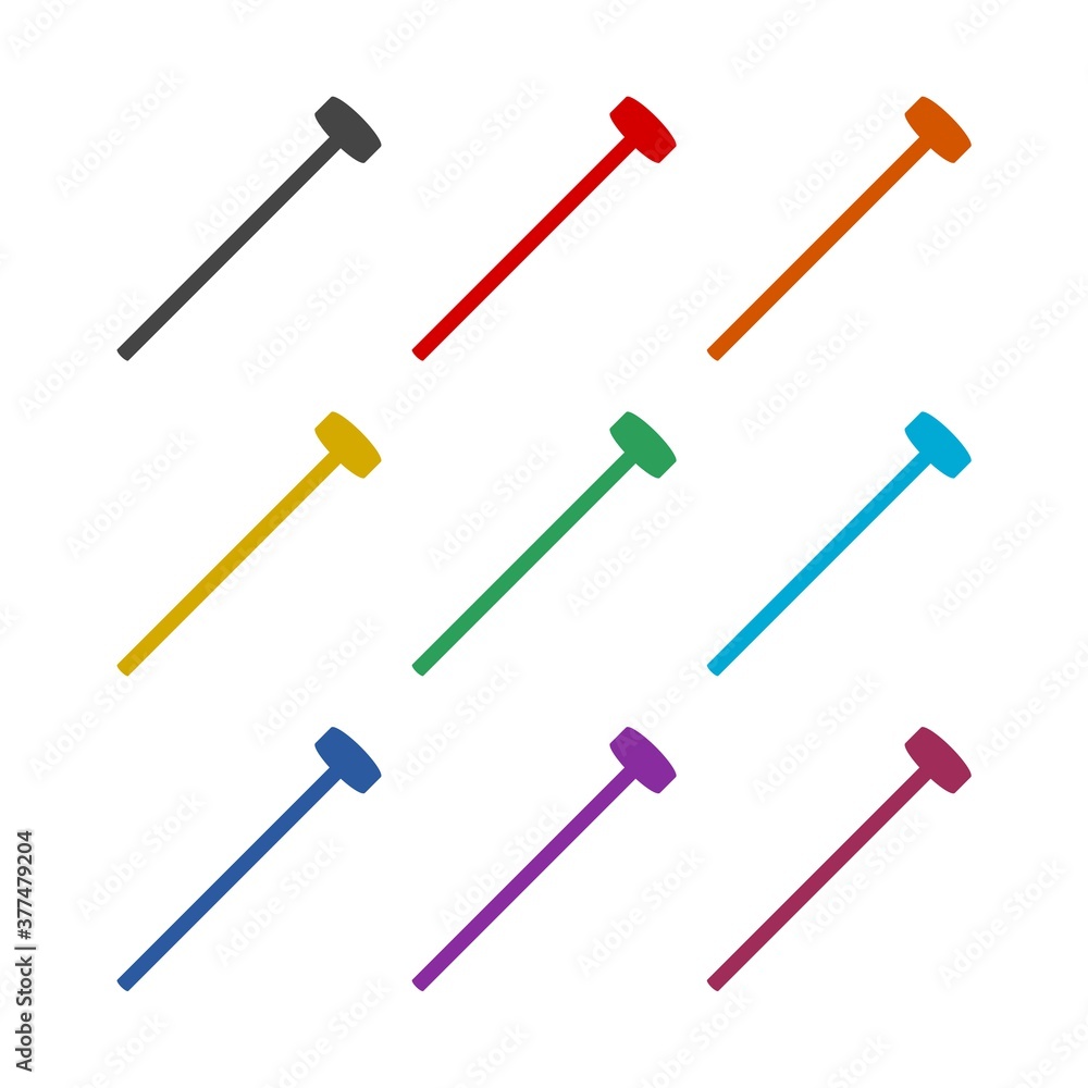 Wood hammer icon, color set Wood hammer icon, color set