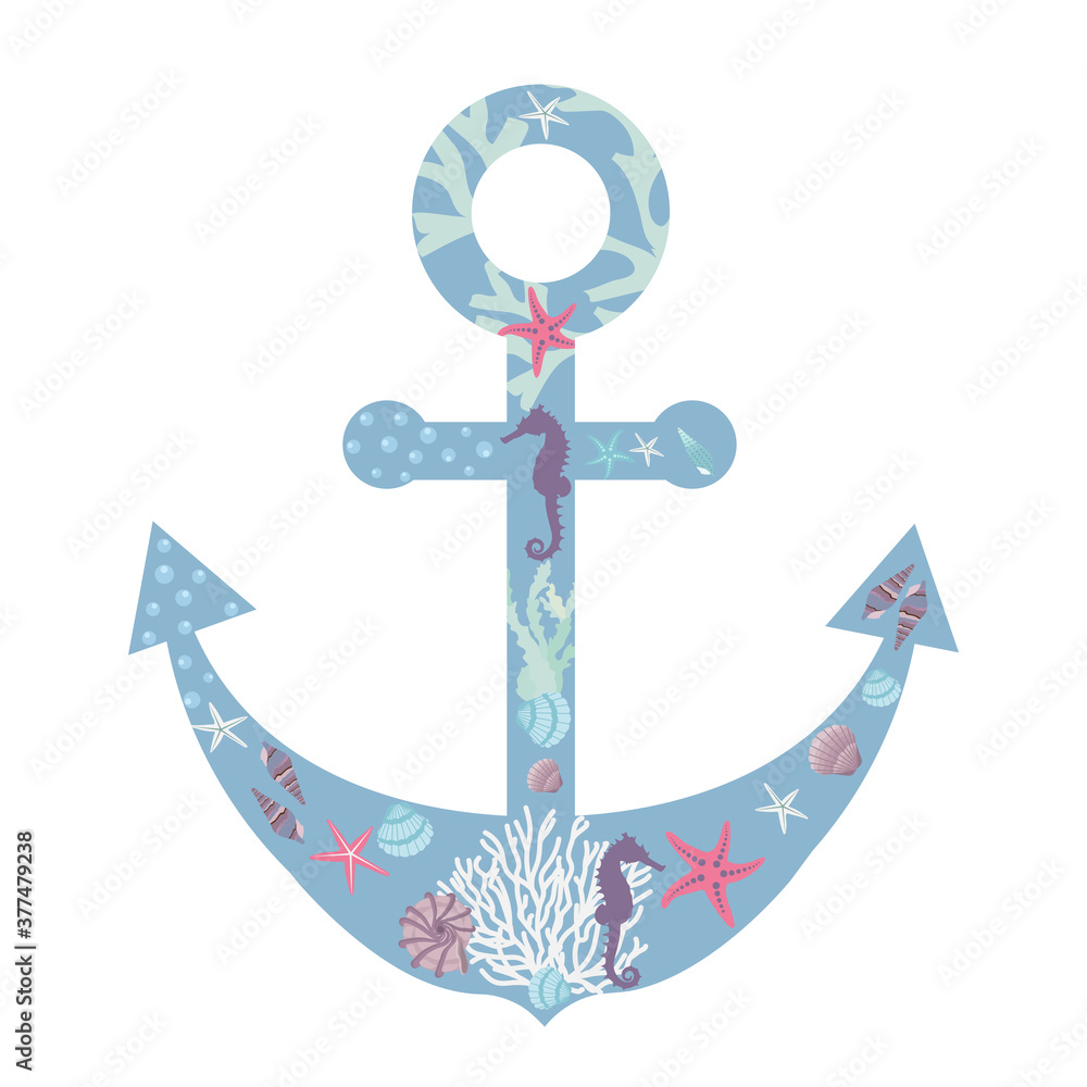Vector illustration of a stylized sea anchor o