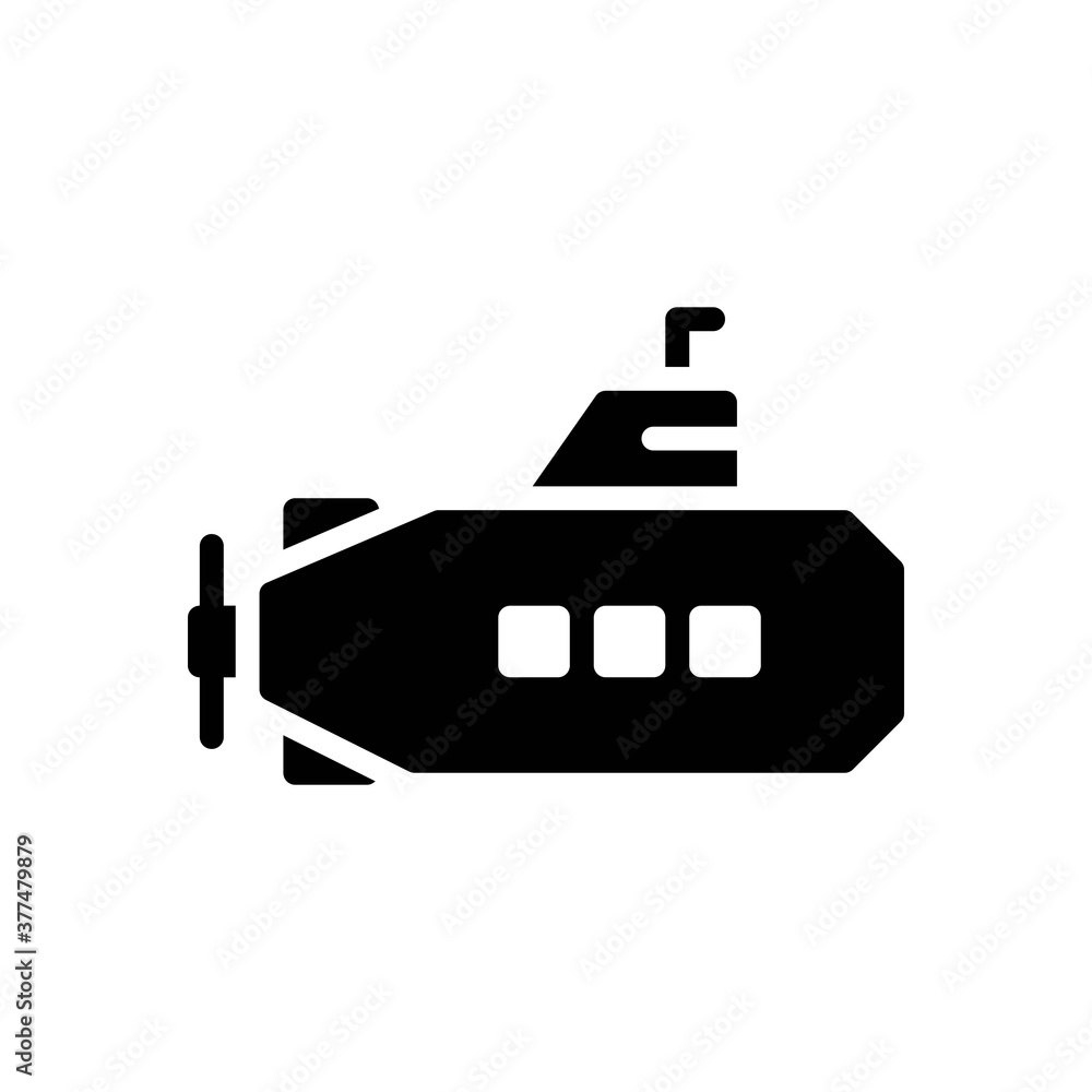 submarine icon in glyph style isolated on white background. EPS 10