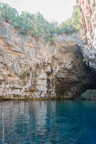Melissani cave in Kefalonia in Greece