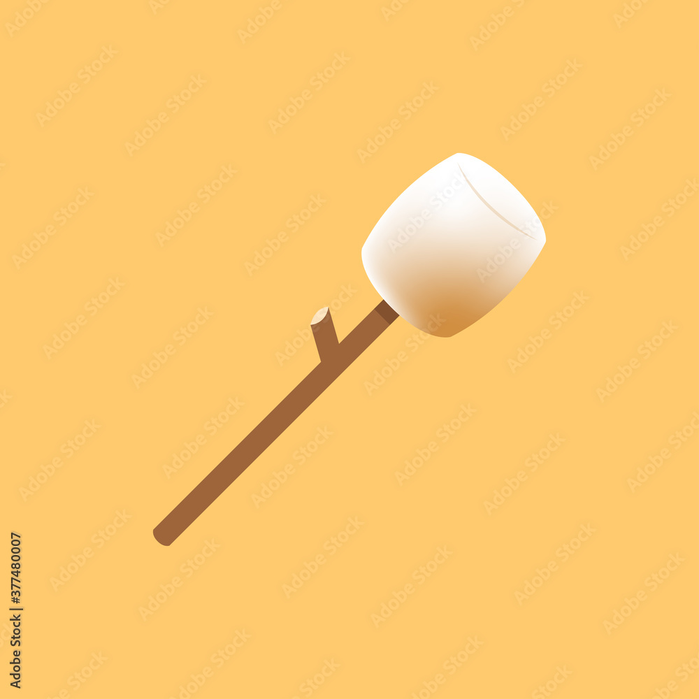 Marshmallow and stick vector. free space for text. Marshmallow stick